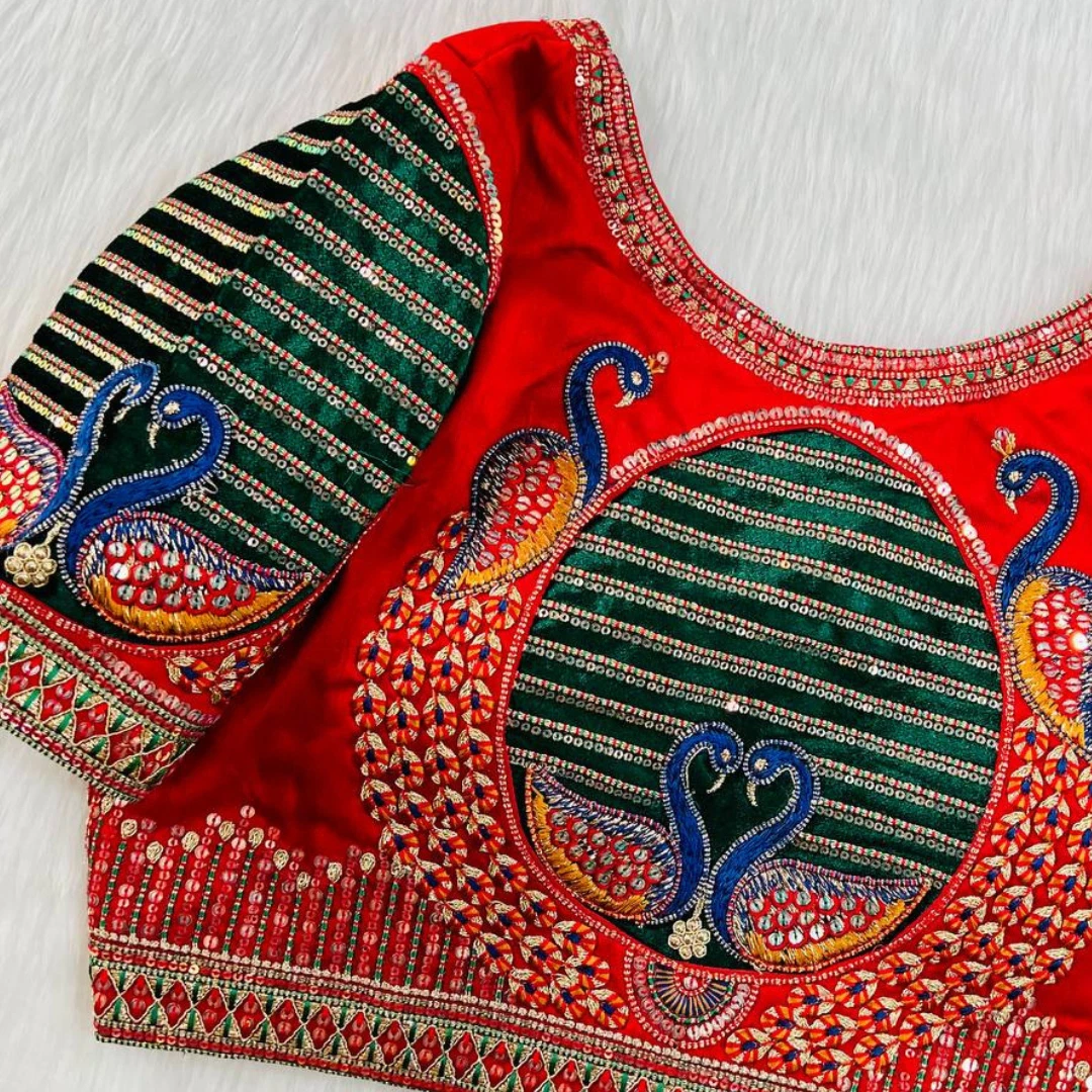 Red Color Heavy Embroidered Bridal Wedding Blouse