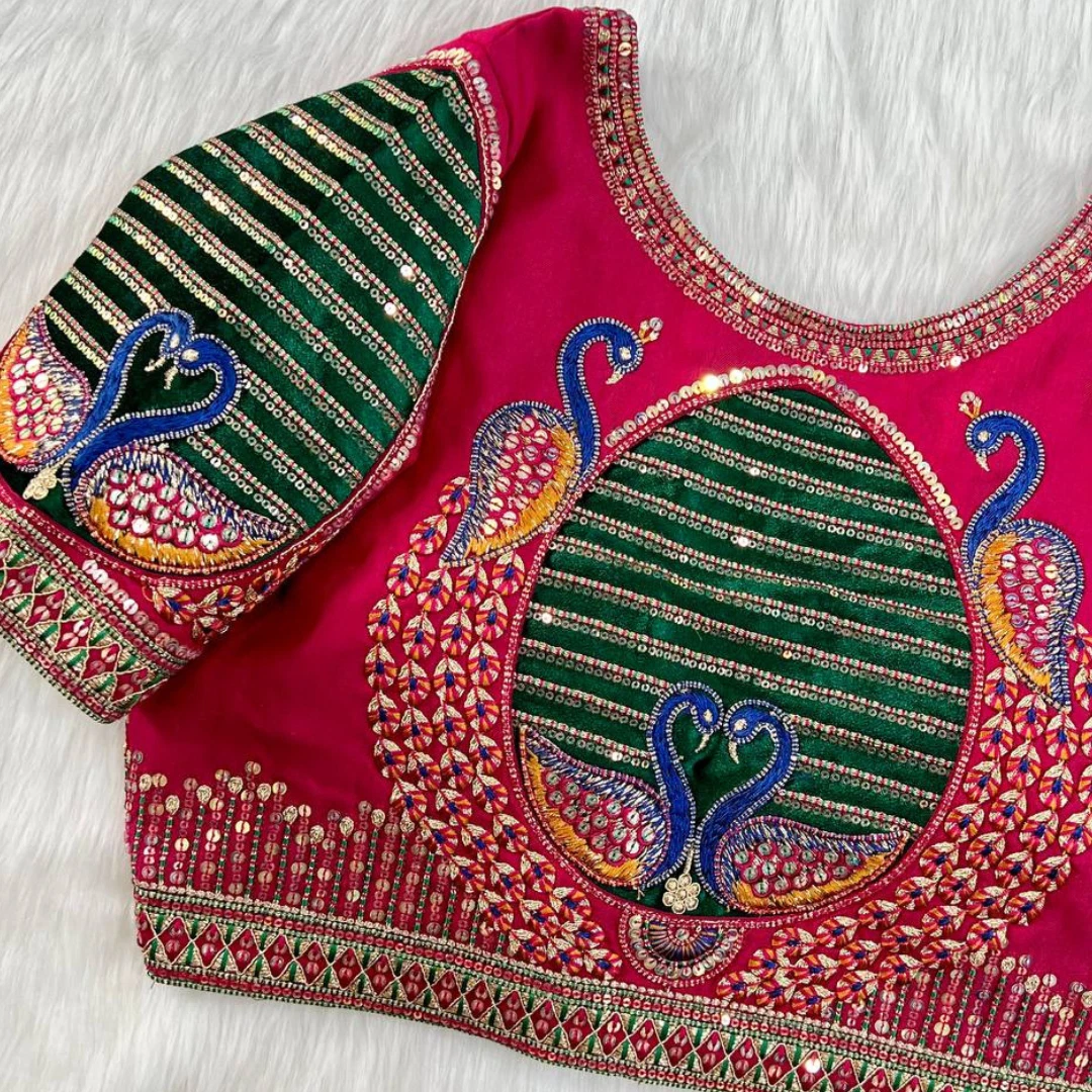 Pink Color Heavy Embroidered Bridal Wedding Blouse