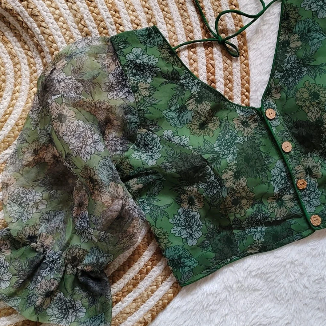 Style with Our Trendy Organza Festival Wear Blouse