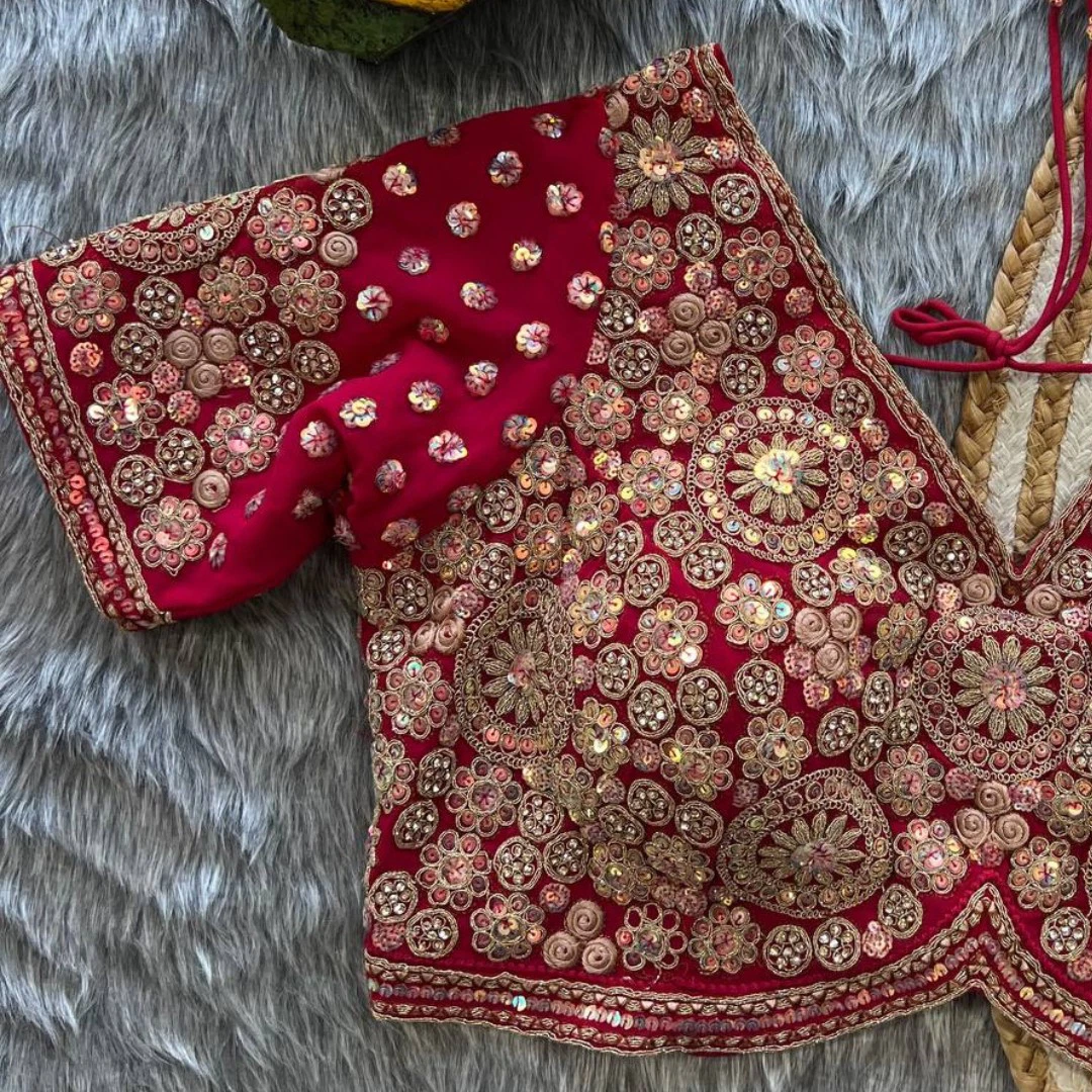 Rani Embroidery And Diamonds Work Bridal Wedding Blouse