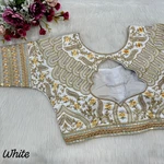 White Heavy Codding Embroidery Bridal Blouse with Sequence Work