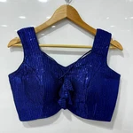 Royal Blue Color Sequin Party Blouse with Open Back Design