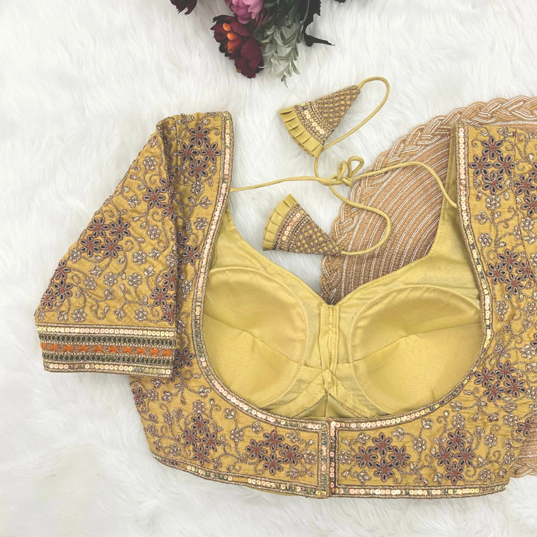 Royal Gold Heavy Bridal Wedding Blouse with Embroidery