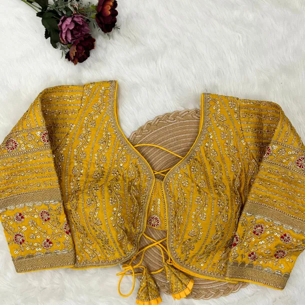 Yellow Silk Open-Back Blouse