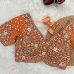 Peach Embroidery And Diamonds Work Bridal Wedding Blouse