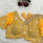 Yellow Embroidery And Diamonds Work Bridal Wedding Blouse