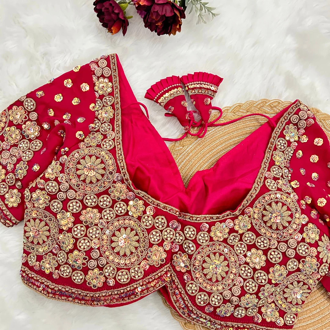 Rani Embroidery And Diamonds Work Bridal Wedding Blouse