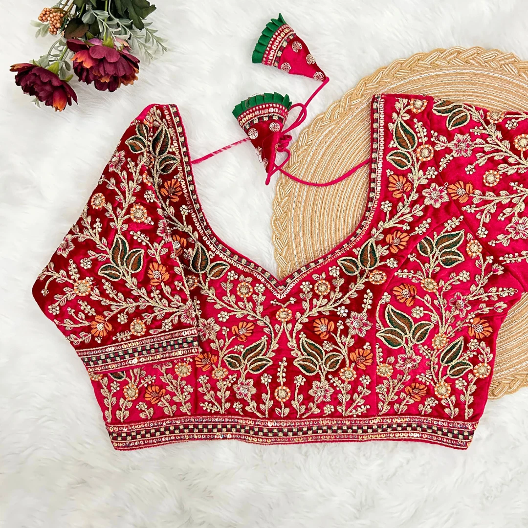 Rani Color Heavy Embroidery and Real Diamond Blouse with Front Open Style