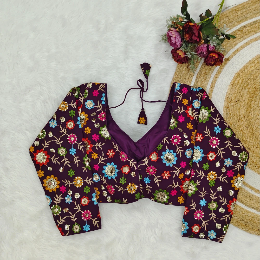 Purple Color Sequence Fox Georgette Blouse