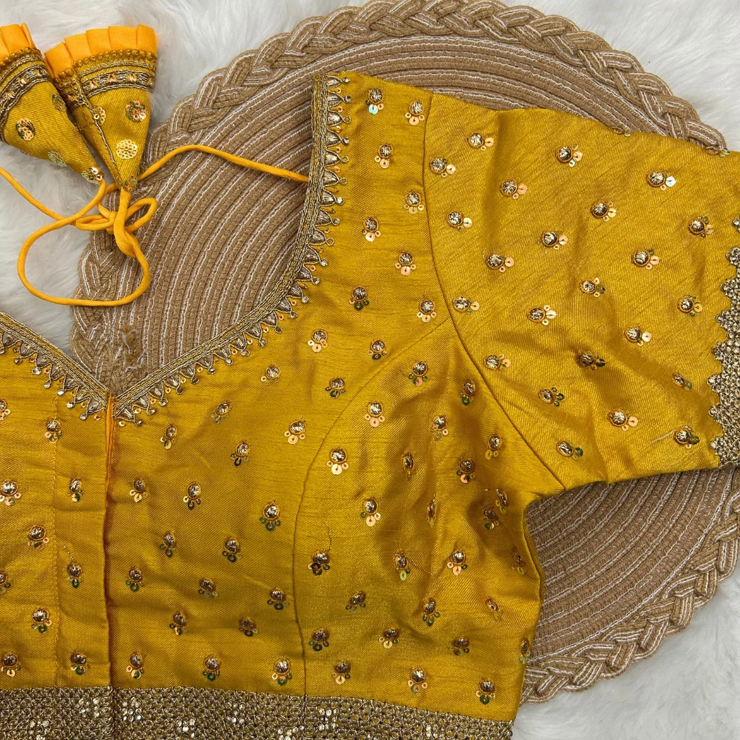 Golden Color Thread Sequence Party Blouse 