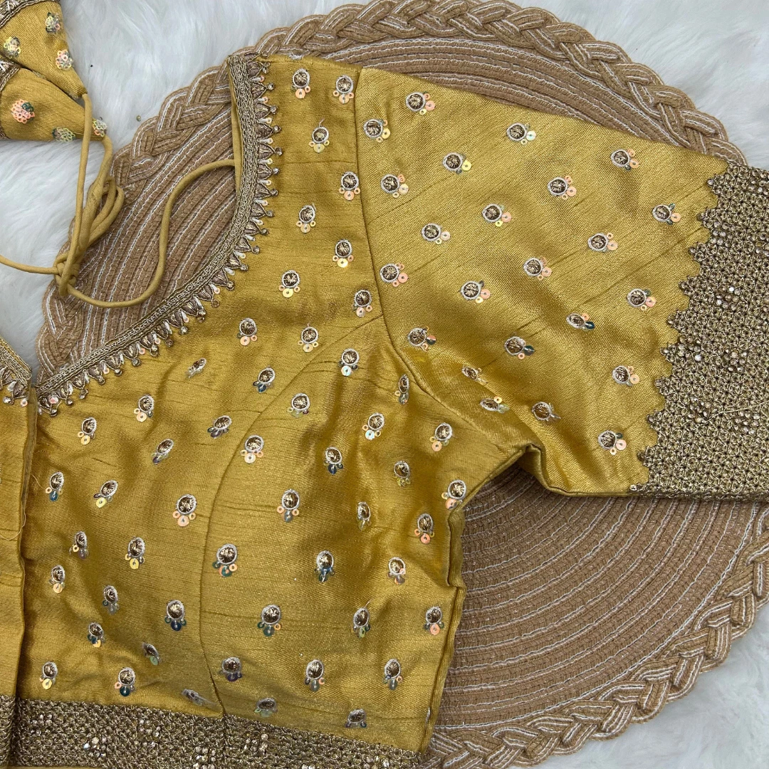 Yellow Color Thread Sequence Party Blouse