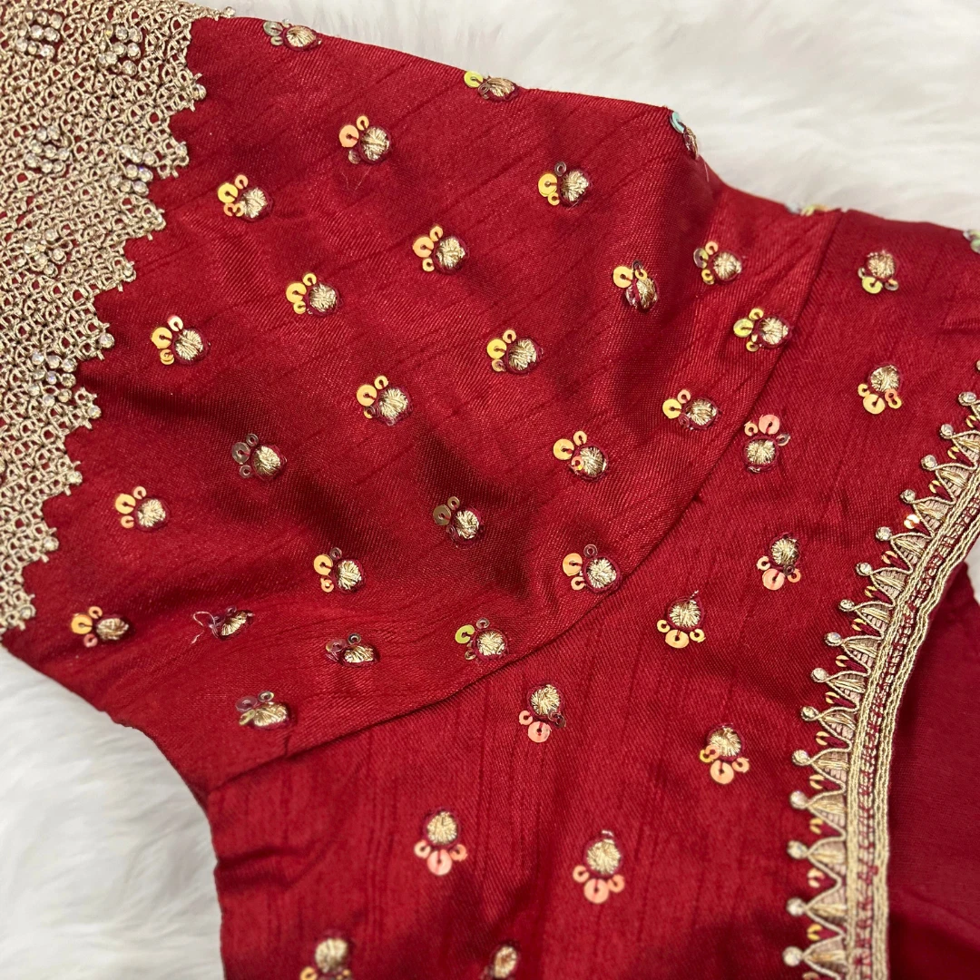 Maroon Color Thread Sequence Party Blouse