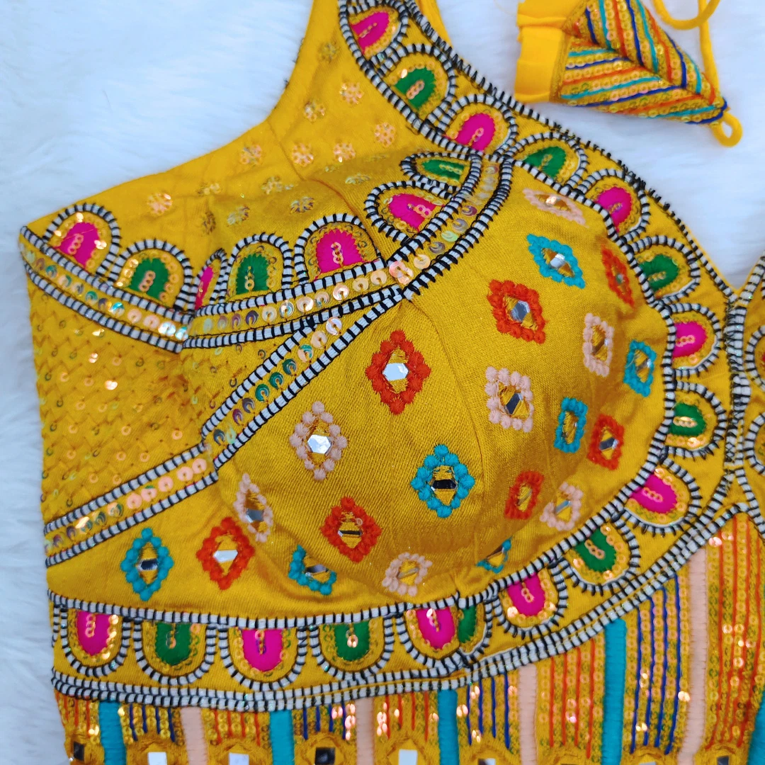 Yellow Color Handwork Kutchi Work Blouse