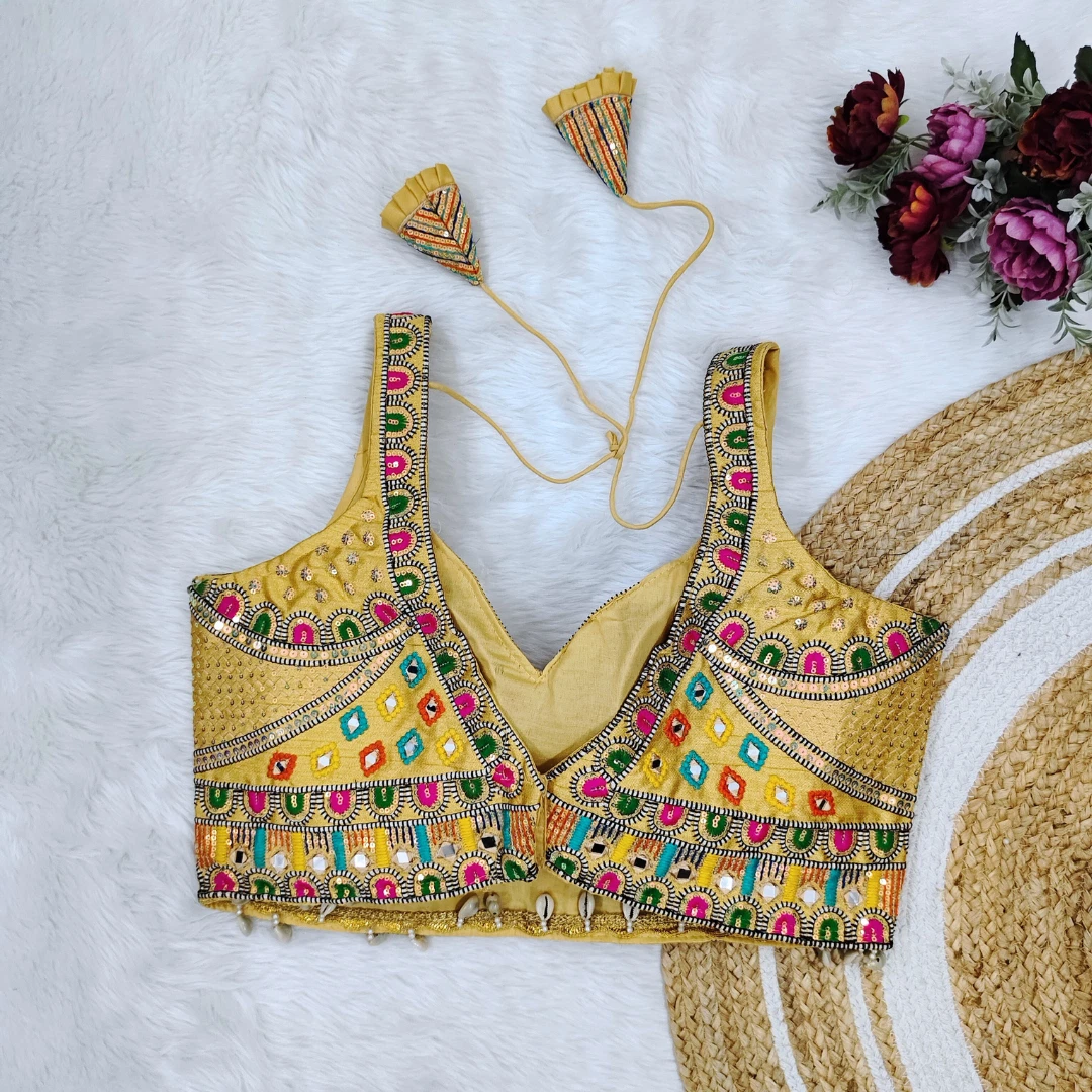 Golden Color Handwork Kutchi Work Blouse