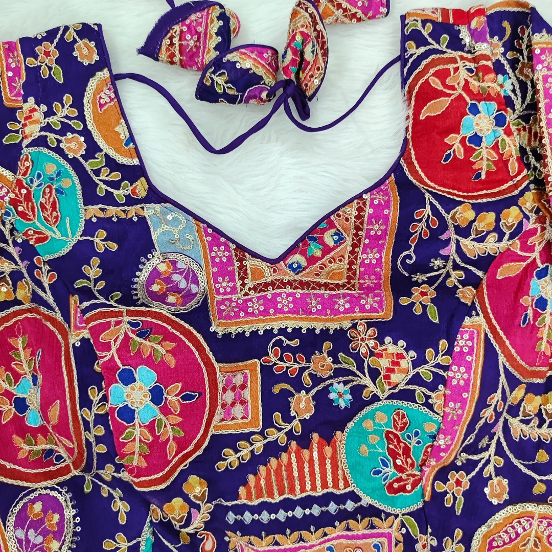 Navy Color Digital Print Blouse For Navratri  