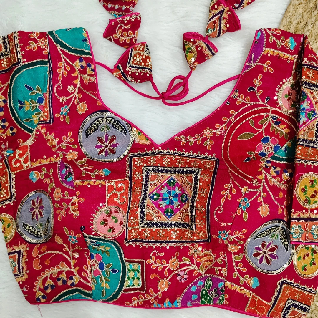 Rani Color Digital Print Blouse For Navratri