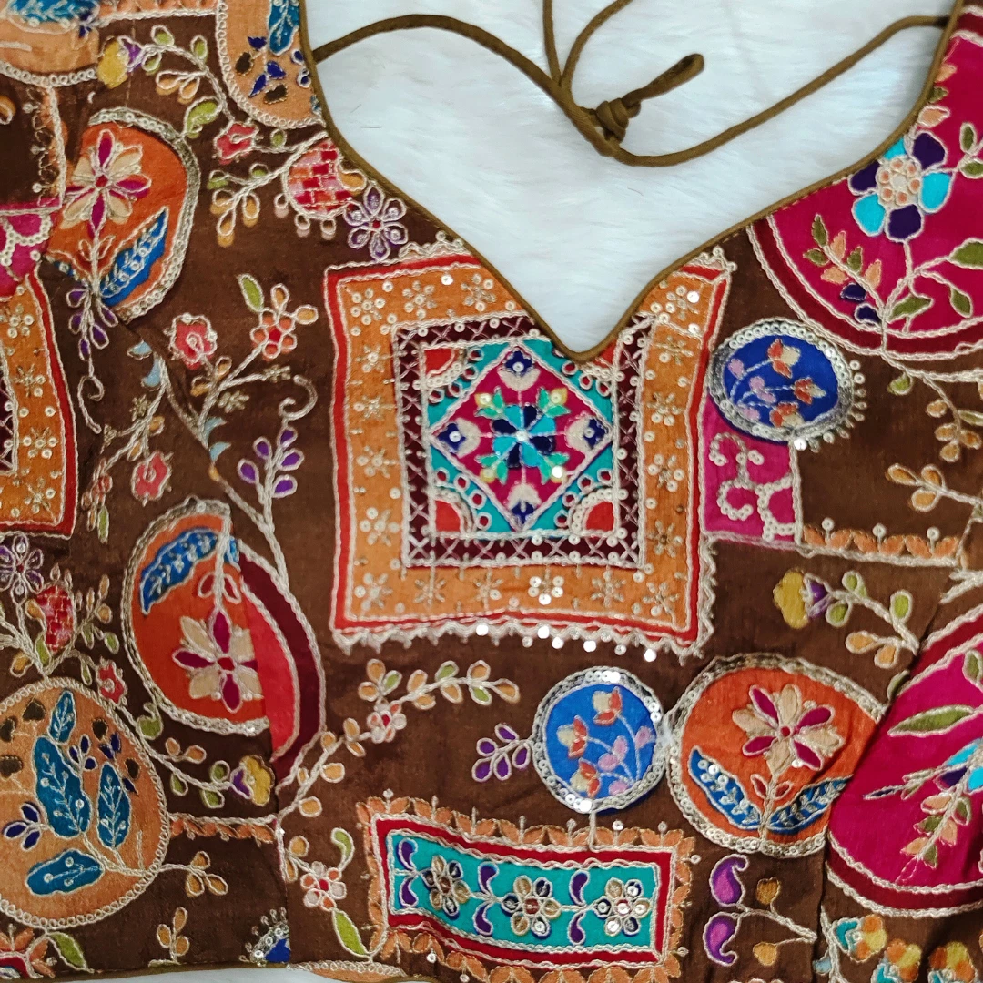 Brown Color Digital Print Blouse For Navratri