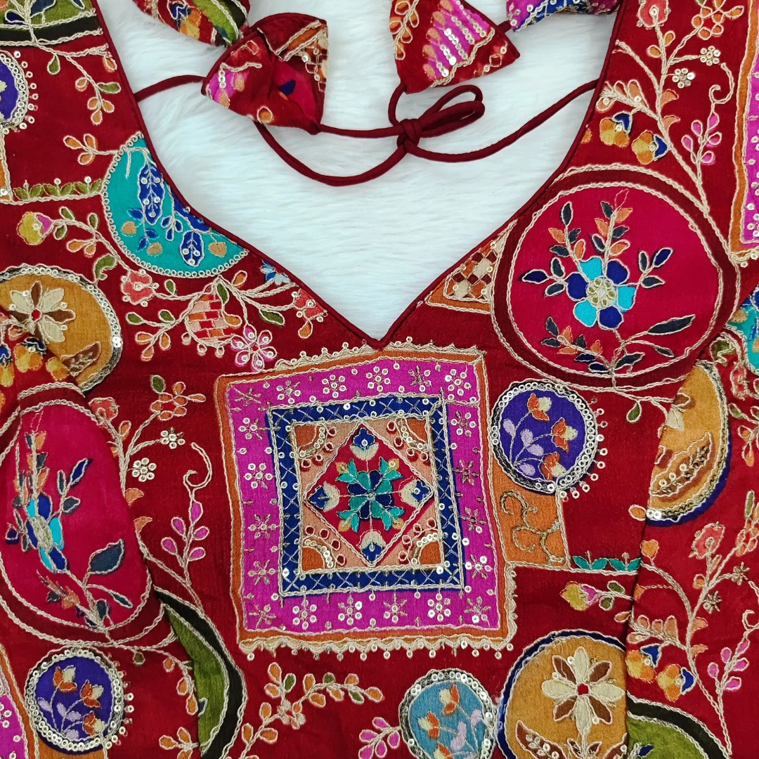 Maroon Color Digital Print Blouse For Navratri