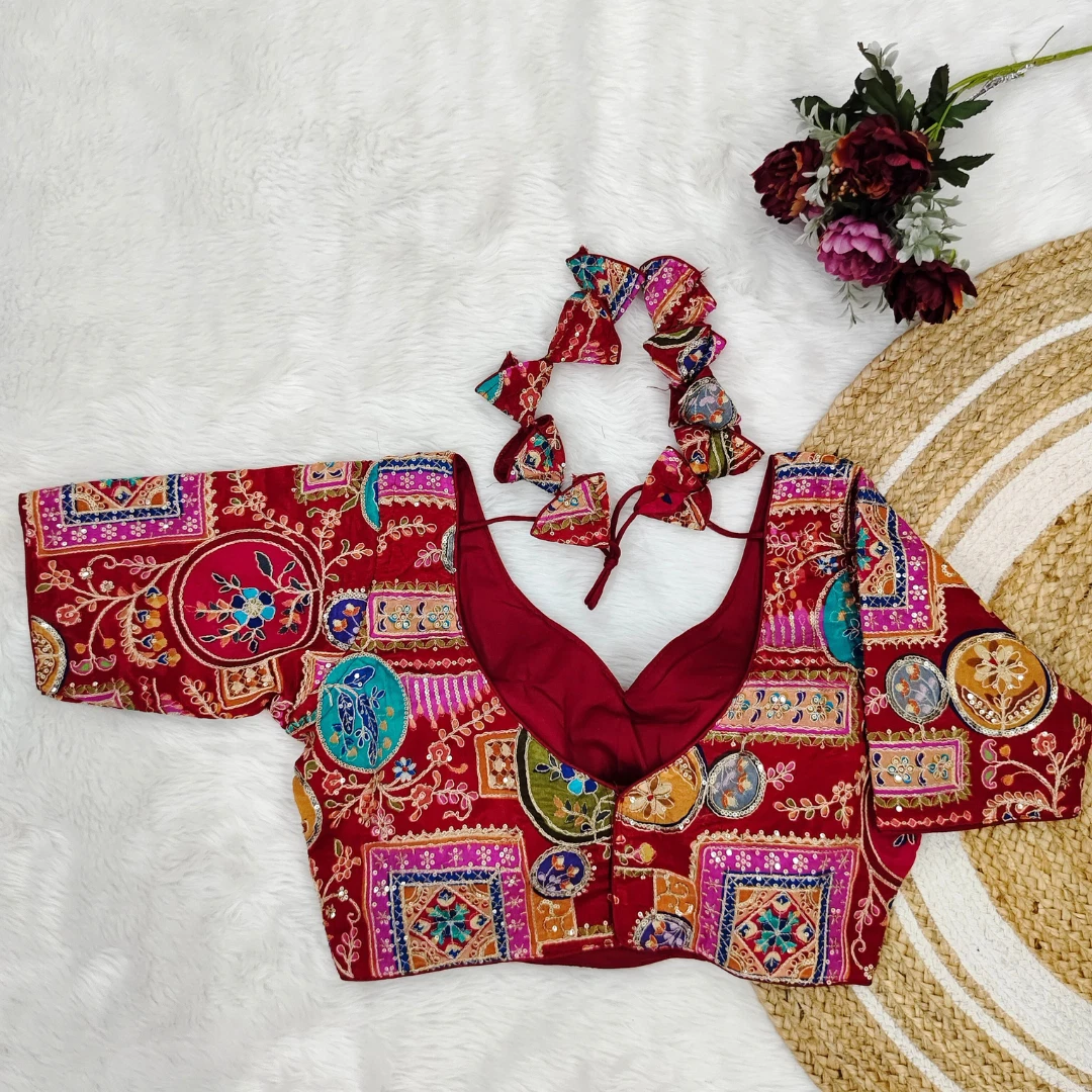 Maroon Color Digital Print Blouse For Navratri