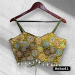 Mehndi Colour Navratri Special Spaghetti Style Real Shell Blouse