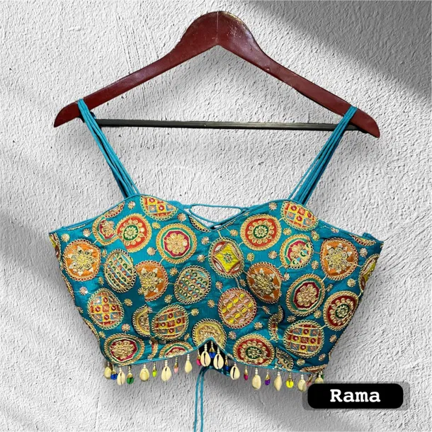 Rama Colour Navratri Special Spaghetti Style Real Shell Blouse