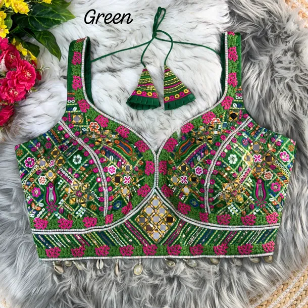 Green Bollywood Style Navratri Special Blouse