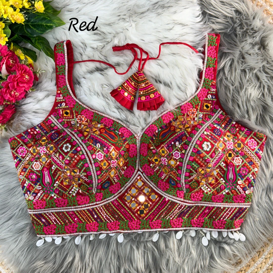 Red Bollywood Style Navratri Special Blouse