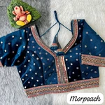 Morepeach Color Heavy Velvet Bridal Blouse with Embroidery & Glitter Work