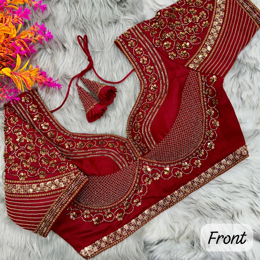 Maroon Sabyasachi Handwork Italian Silk Bridal Blouse