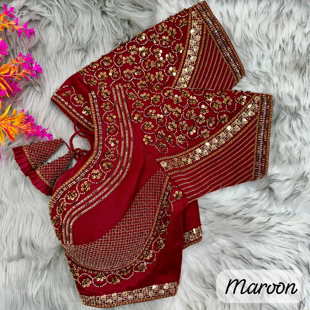 Maroon Sabyasachi Handwork Italian Silk Bridal Blouse