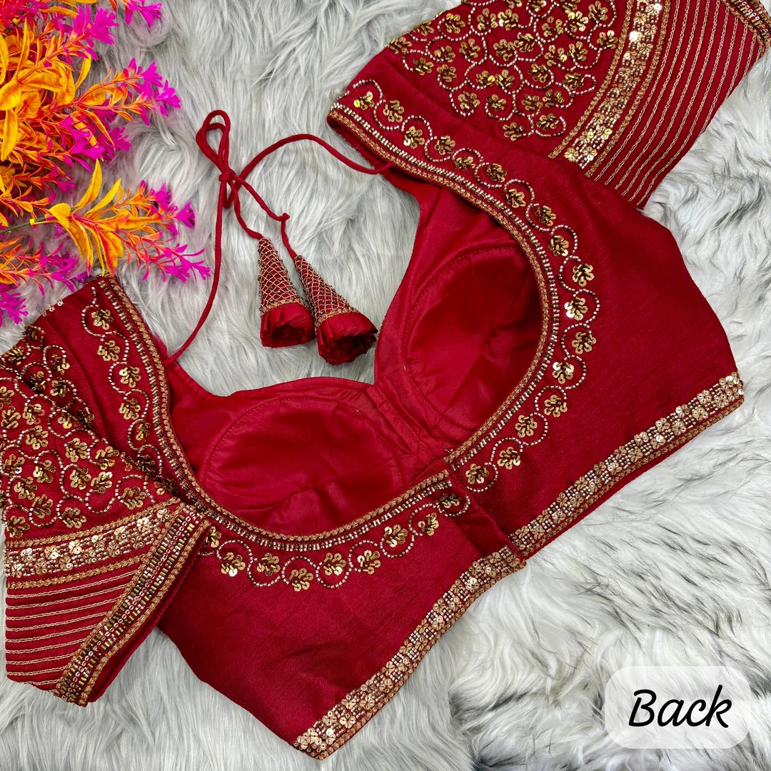 Maroon Sabyasachi Handwork Italian Silk Bridal Blouse