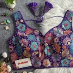Purple Royal Heavy Multi-Thread & Sequin Embroidery Georgette Blouse