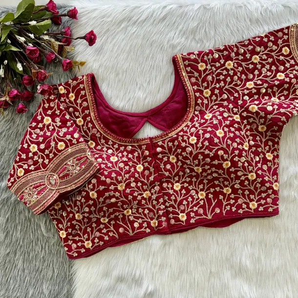 Rani Colour Timo Silk Blouse with Stylish Back Cutwork