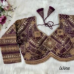 Wine Color Beautiful Heavy Long Sleeves Apple-Cut Bridal Blouse