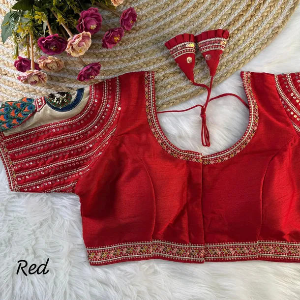 Rani Color 3D Peacock Italian Silk Blouse