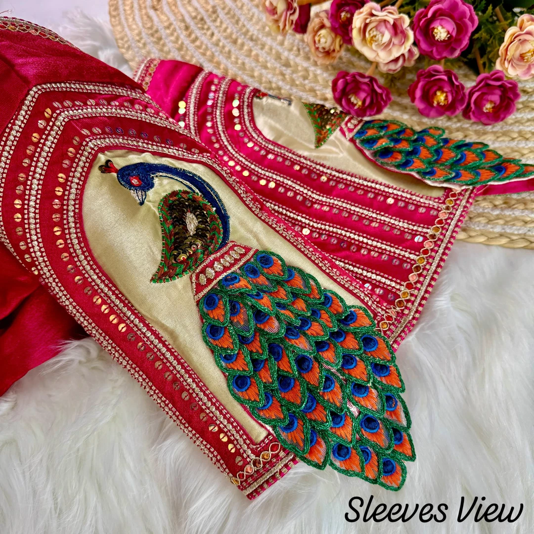 Rani Color 3D Peacock Italian Silk Blouse