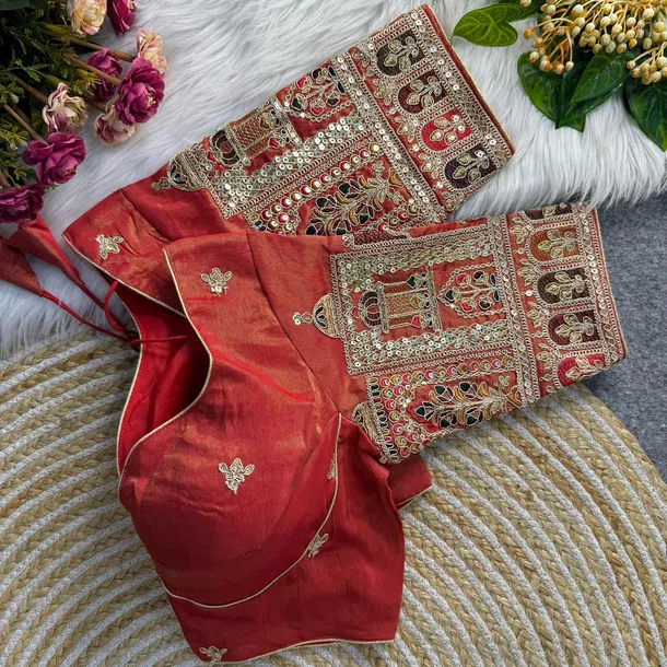 Copper Cosmos Silk Codding Work Partywear Blouse