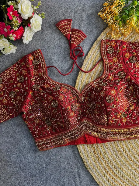 Maroon Colour Heavy Handwork Party Blouse