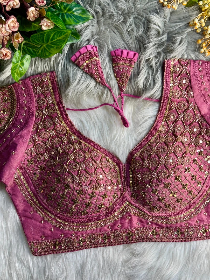 Pink Heavy Stars & Beads Bridal Partywear Blouse