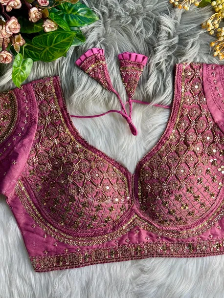 Pink Heavy Stars & Beads Bridal Partywear Blouse