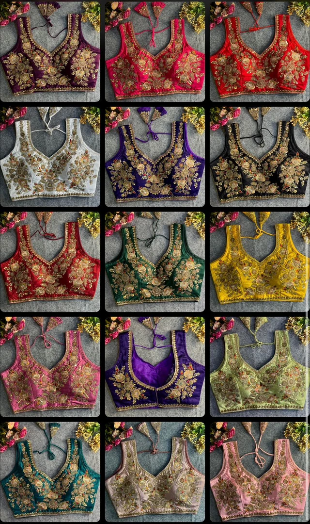 Yellow Beads Work Bridal Blouse