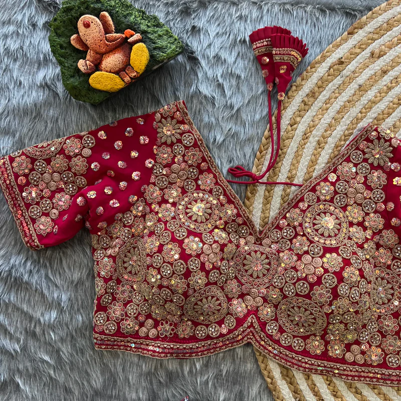 Rani Embroidery And Diamonds Work Bridal Wedding Blouse