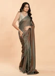 Grey Beige No Border Burfi Silk Saree With Blouse