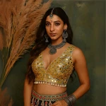Golden Color Navratri Special Readymade Mirror Work Blouse
