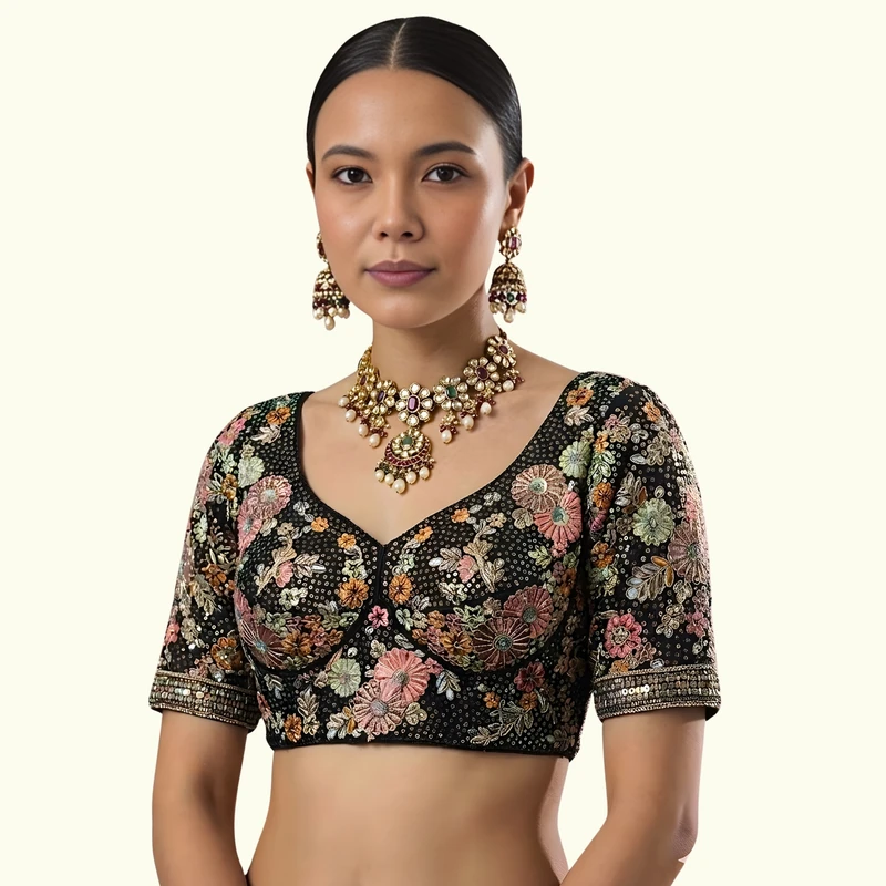 Black Color Sabyasachi Style Georgette Blouse