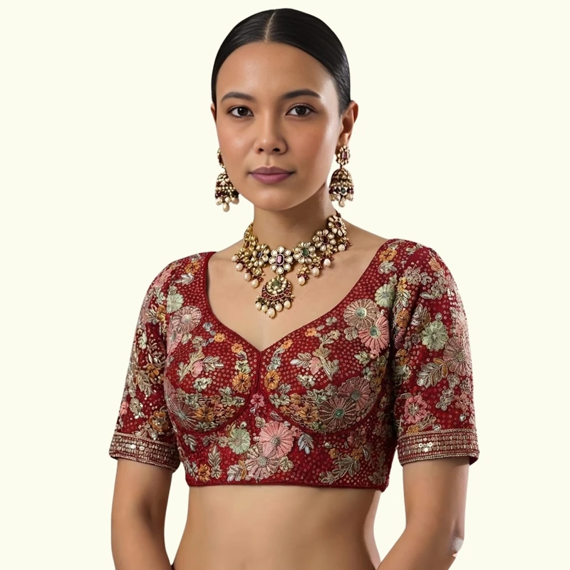 Maroon Color Sabyasachi Style Georgette Blouse
