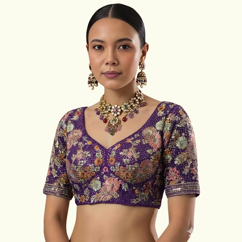 Purple Color Sabyasachi Style Georgette Blouse