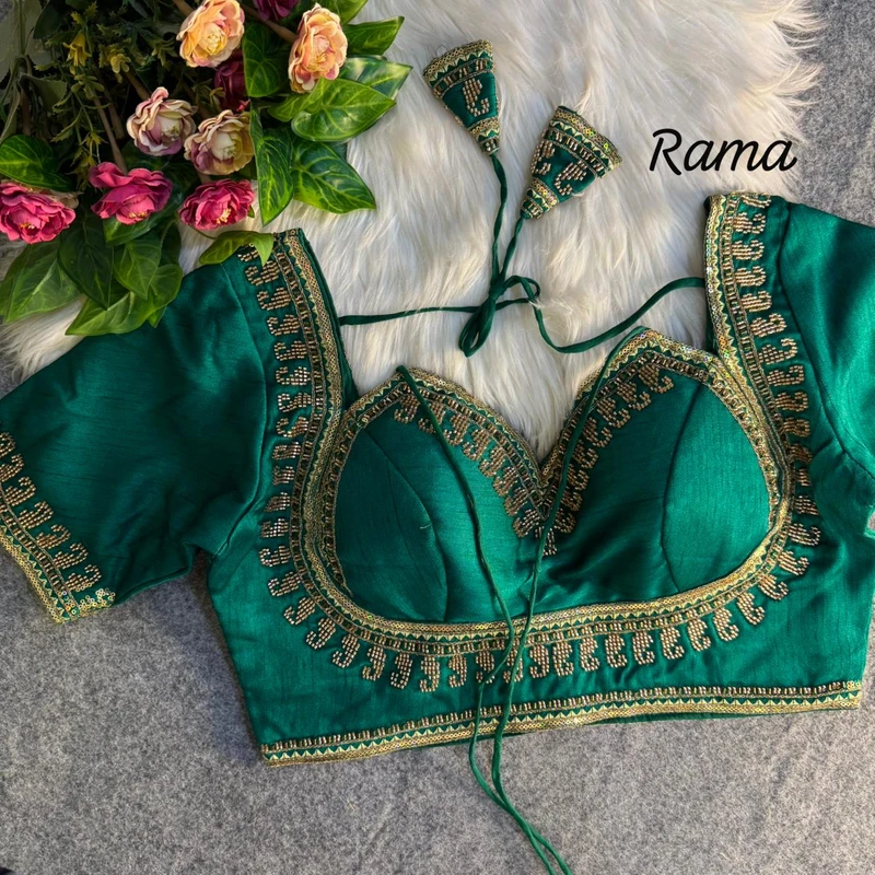 Rama Masaba Style Italian Silk Beads Work Bridal Blouse