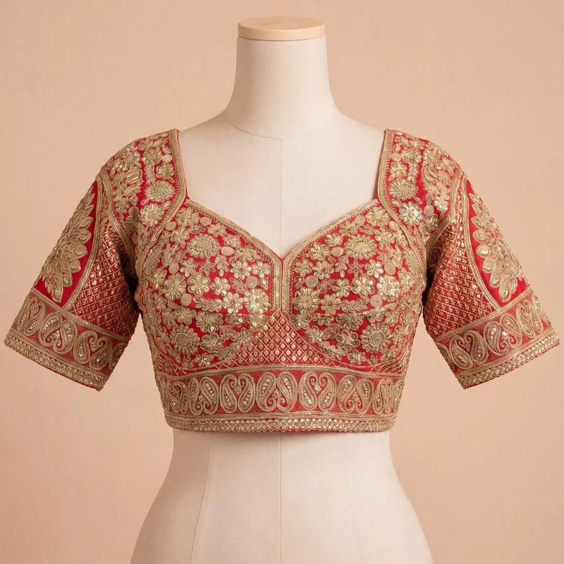 Maroon Silk Designer Blouse with Heavy Zari & Floral Embroidery Work