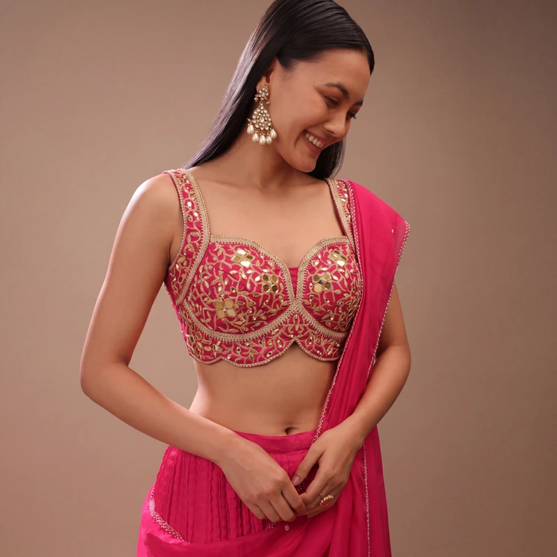 Rani Bridal Mirror Work Designer Blouse with Heavy Zari Embroidery